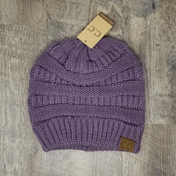 C.C Exclusives Violet Cable Knit Beanie Hat - Picture 2 of 2